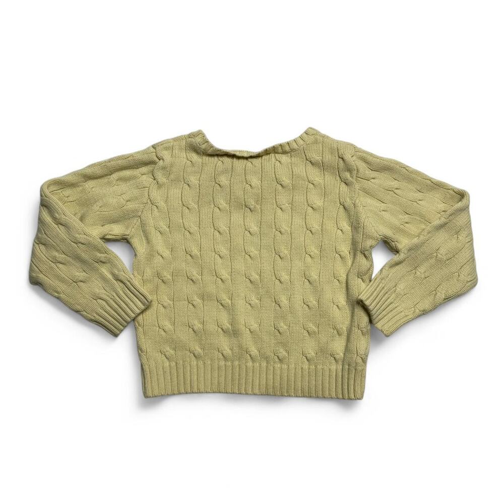 Ralph Lauren Cable Knit Sweater Yellow Kids 3T Pony Logo Cotton - Picture 3 of 5